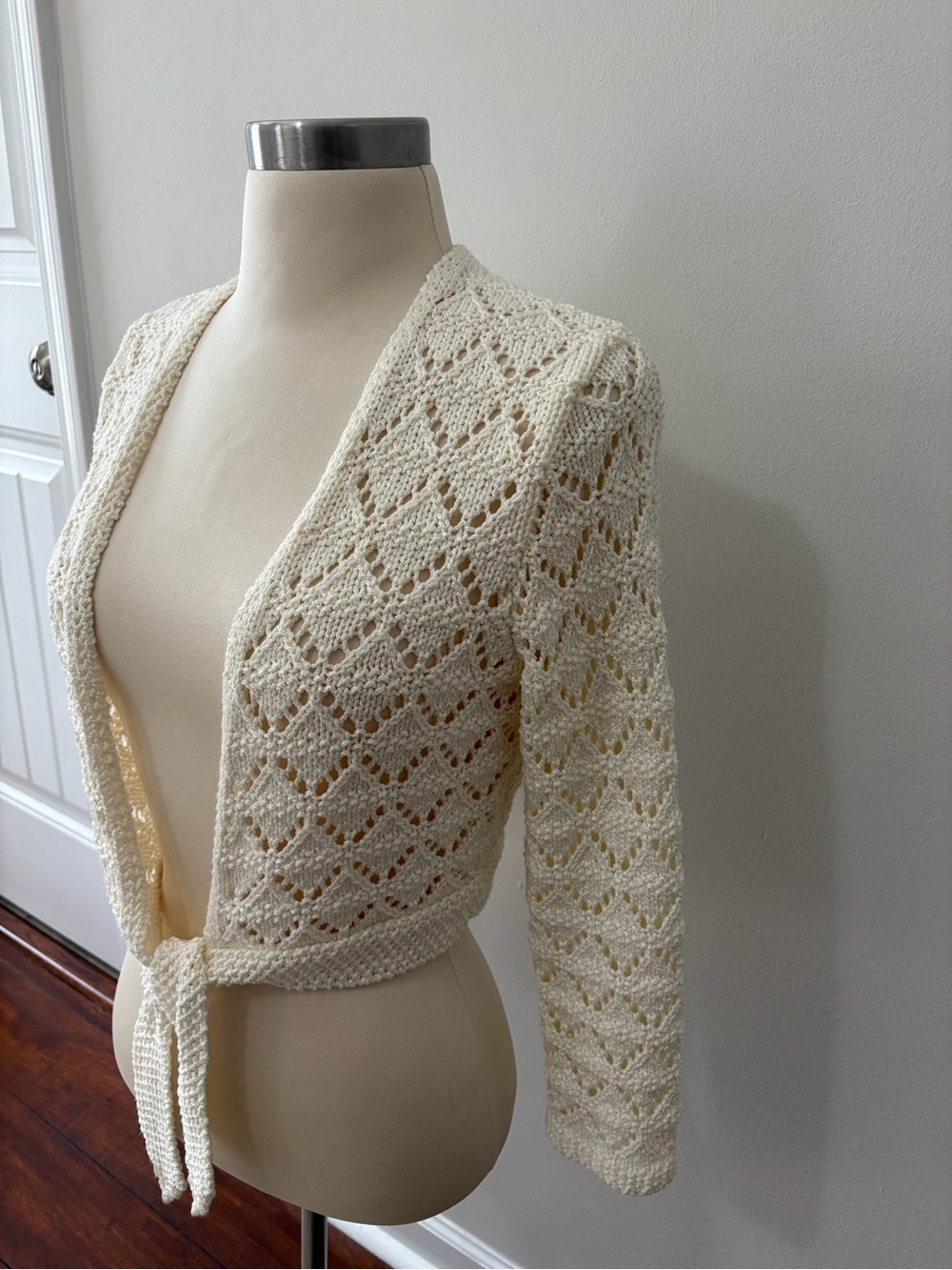 The Limited Y2K Cream Openwork Tie-Front Cardigan S Coquette Fairycore - Picture 4 of 9